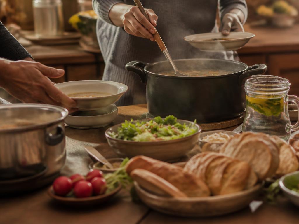 Hands preparing a warm homemade meal in a Massachusetts kitchen